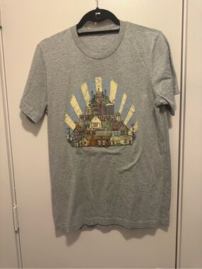 Austin Texas Skyline Graphic Tee Gray Sunburst City Souvenir Shirt Unisex M
